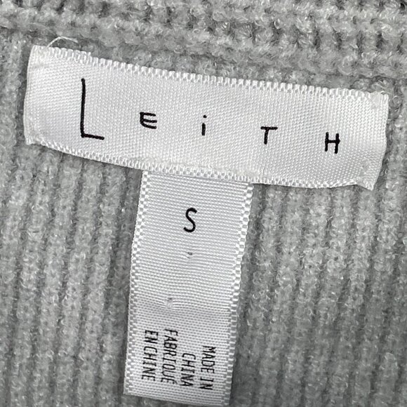 Leith Off the Shoulder Light Gray Heather Long Sleeve Ribbed Sweater Size Small - Picture 5 of 10